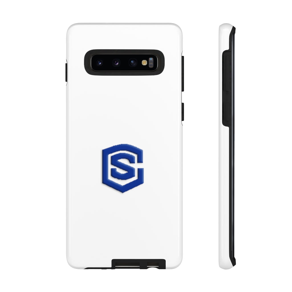 White Tough Cases Blue Logo
