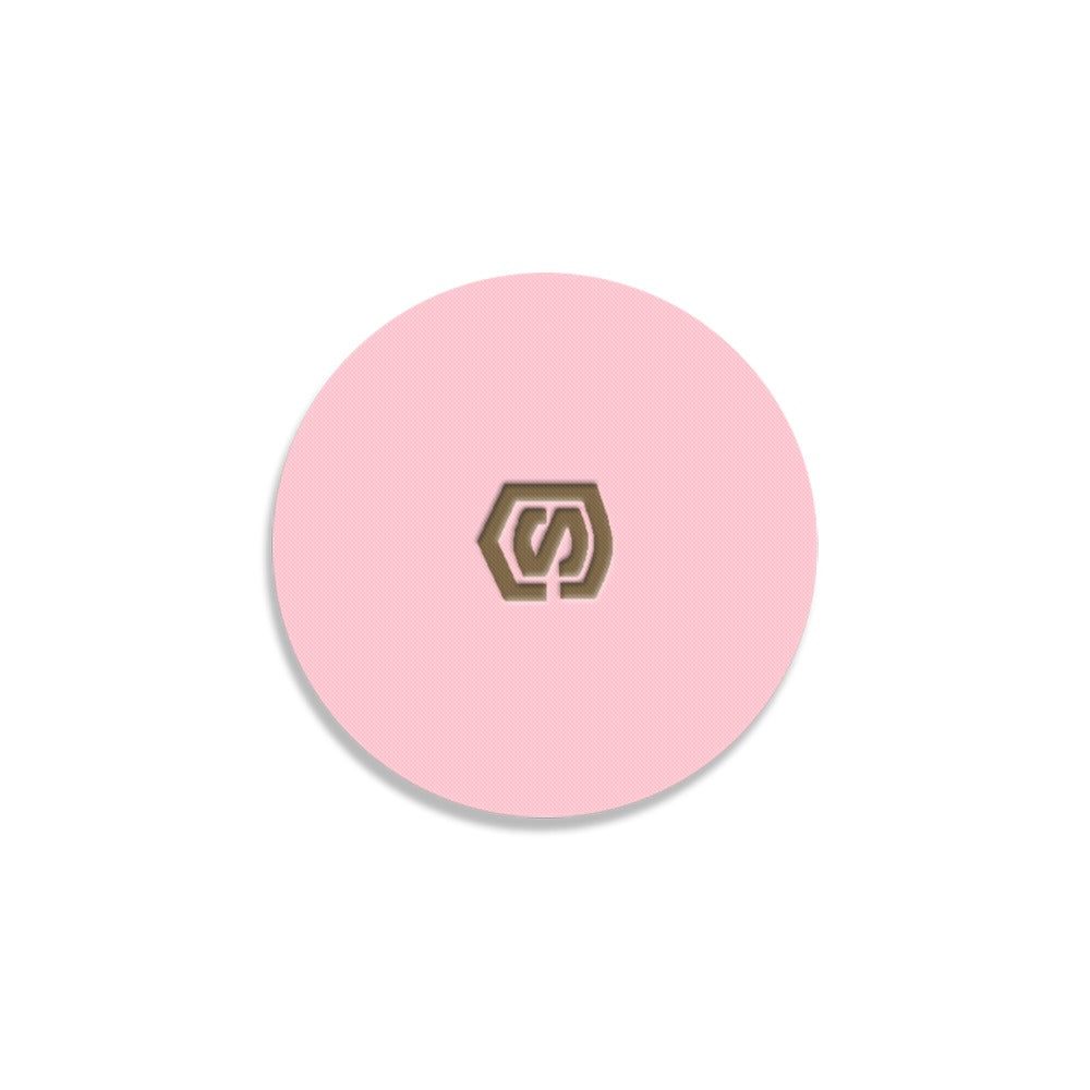 Pink Round Coaster with Brown Logo Round Coaster