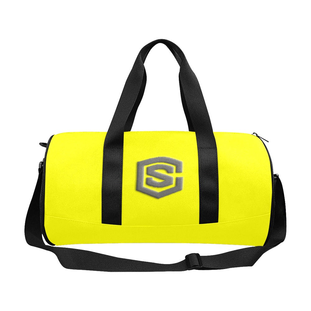 YELLOW TRAVEL BAG WITH GRAY LOGO Travel Duffel Bags (Model 1679)