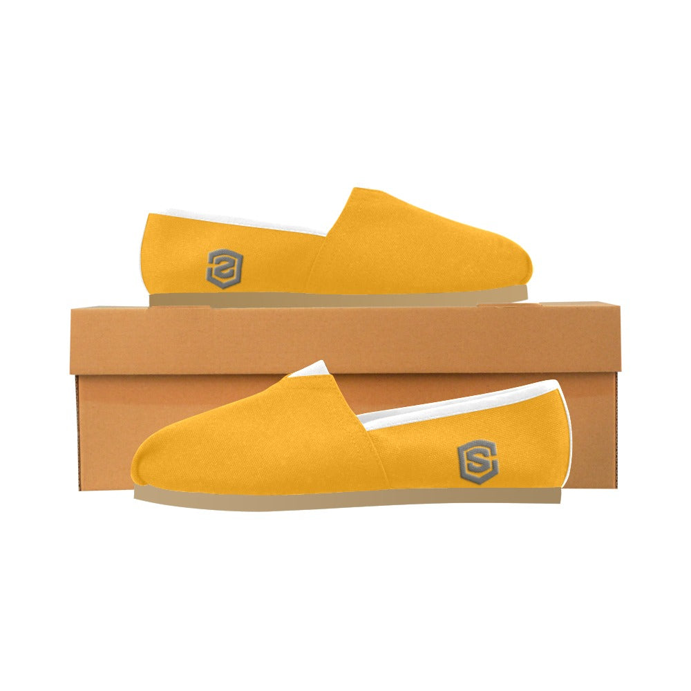 ORANGE casual shoes for women WITH GRAY LOGO Casual Canvas Women's Shoes (Model 004) (Designs are mirrored)