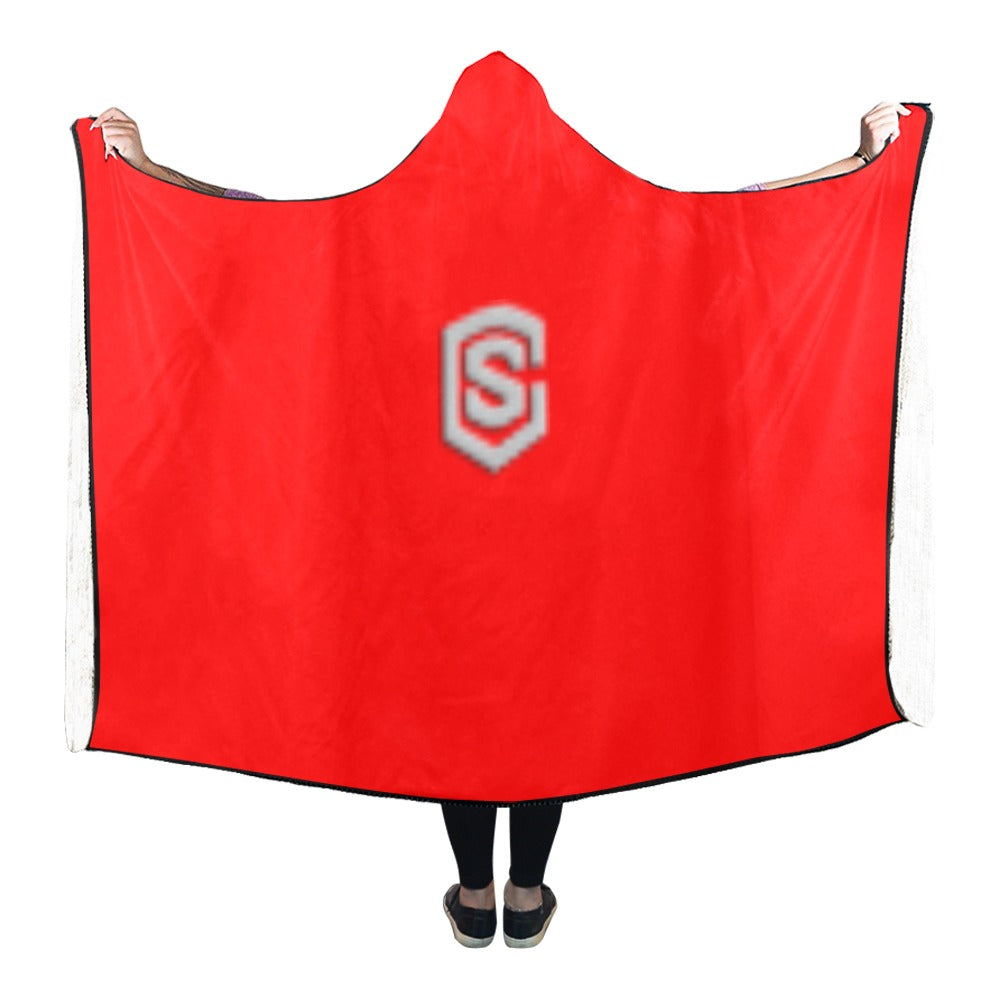 Red Hooded Blanket 80"x56" with Silver Logo Hooded Blanket 80"x56"