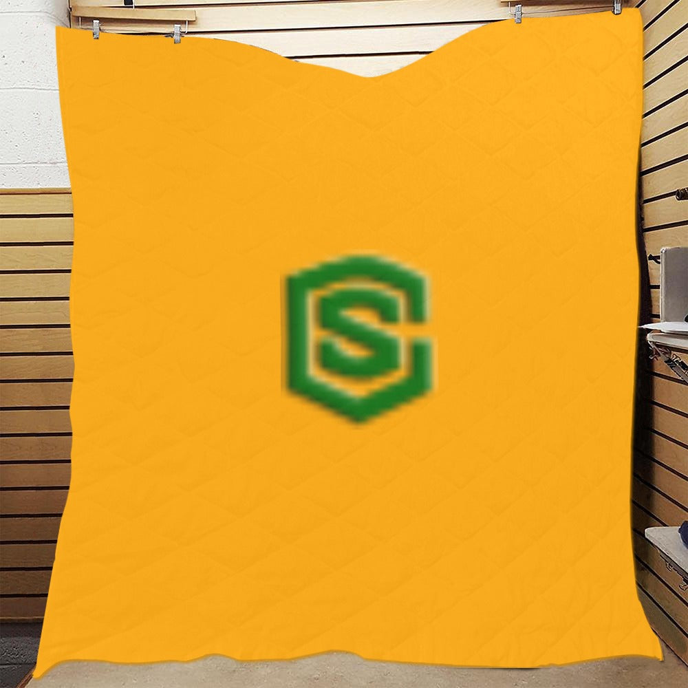 Yellow Quilt with Green Logo Custom Quilt 70" x 80"