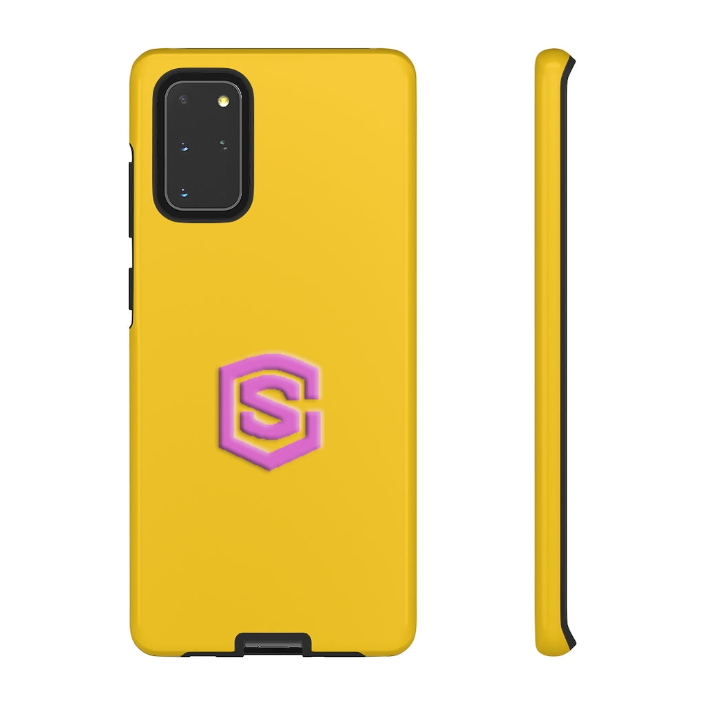Yellow Tough Cases Pink Logo
