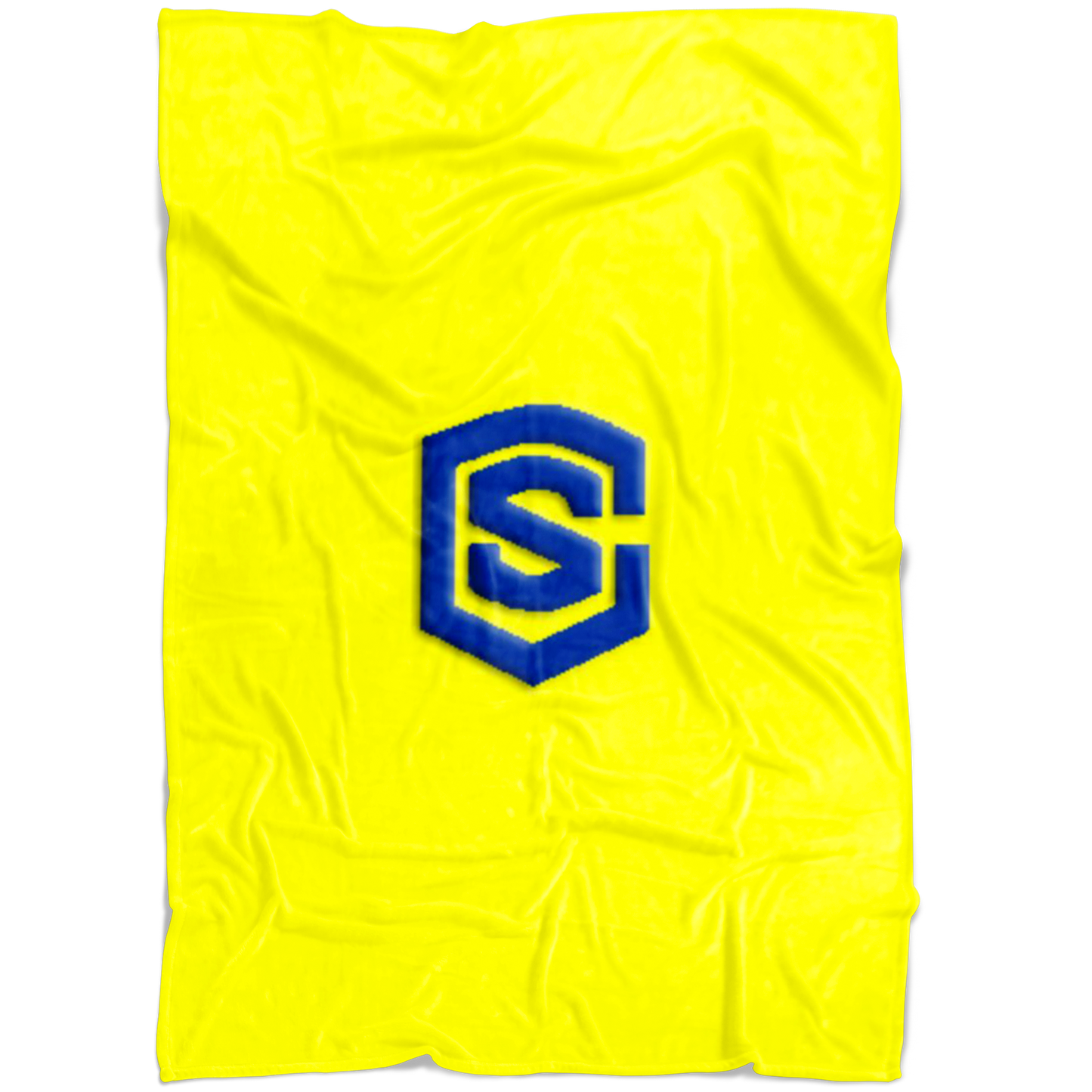 Yellow Fleece Blanket Blue Logo
