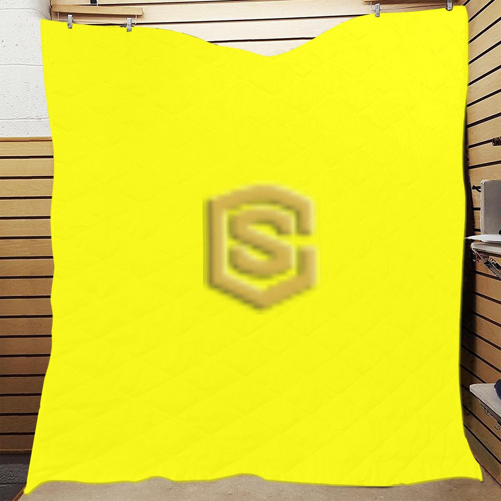 Yellow  Quilt with Gold Logo Custom Quilt  70" x 80"