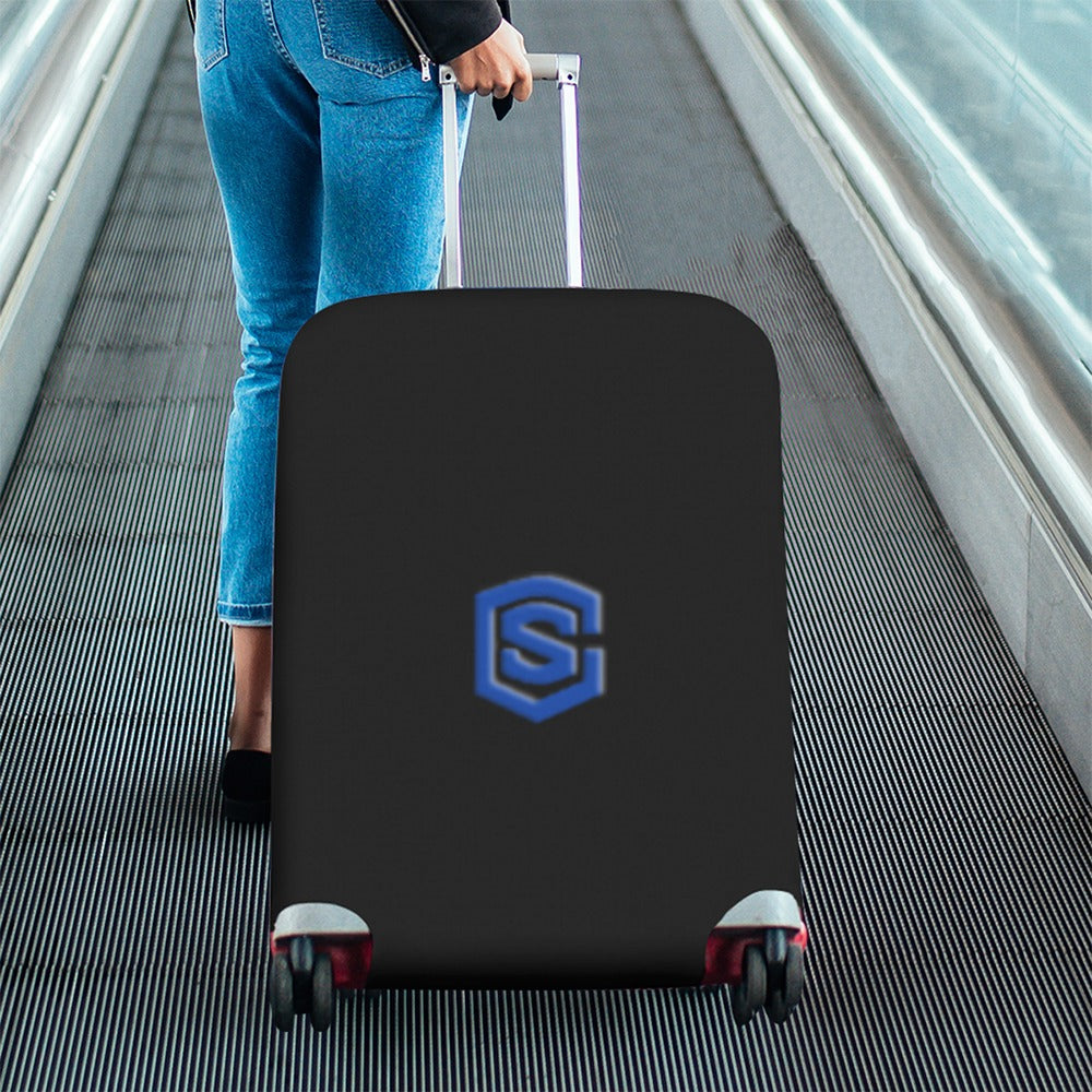 BLACK LUGGAGE COVER WITH BLUE LOGO Luggage Cover (Large Size) (26"-28")