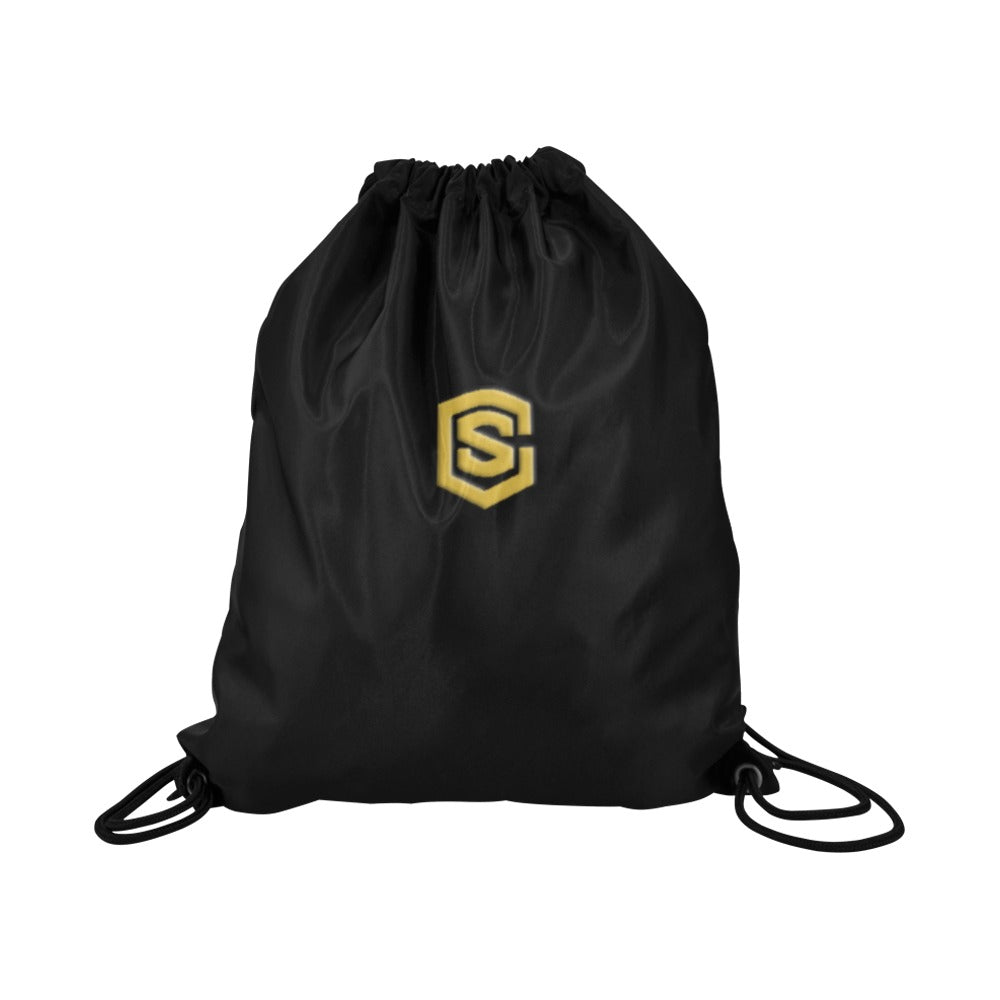 Black Drawstring Bags Large With Gold Logo Drawstring Bags (Model 1604) (Large)