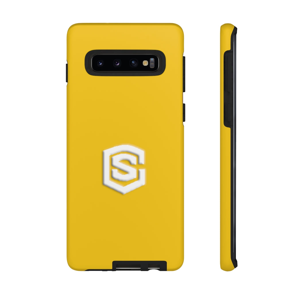 Yellow Tough Cases White Logo