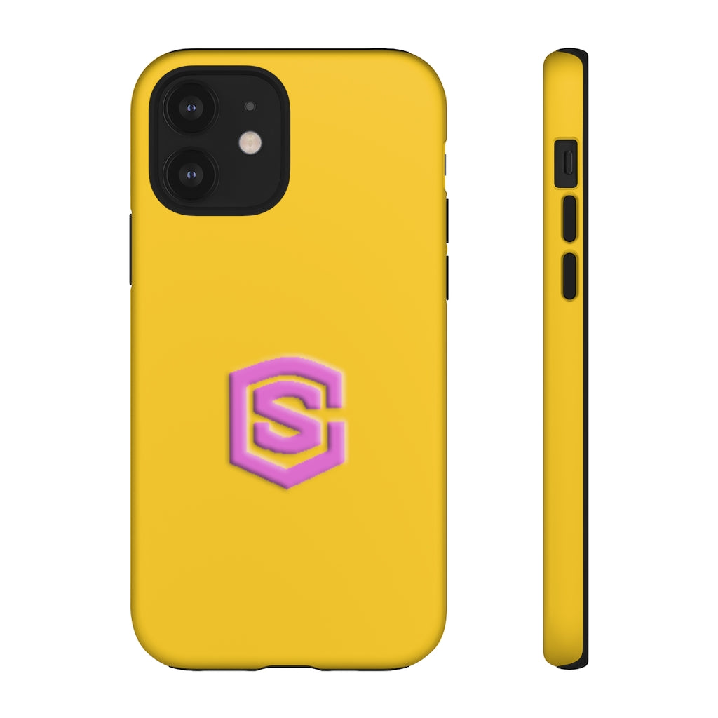 Yellow Tough Cases Pink Logo
