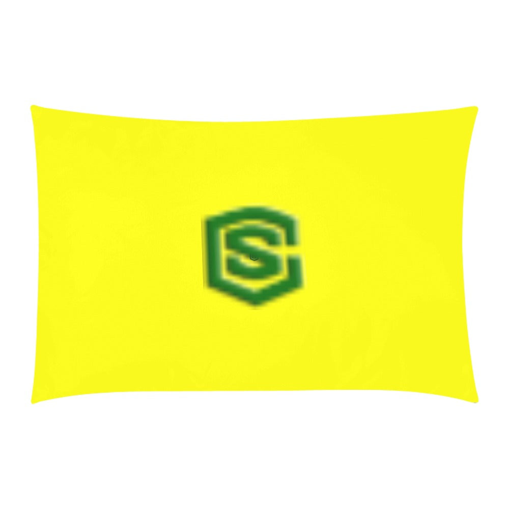 Yellow 3-Piece Bedding Set (1 Duvet Cover 86"x70"; 2 Pillowcases 20"x30")(One Side) wtih Green Logo 3-Piece Bedding Set (1 Duvet Cover 86"x70"; 2 Pillowcases 20"x30")(One Side)