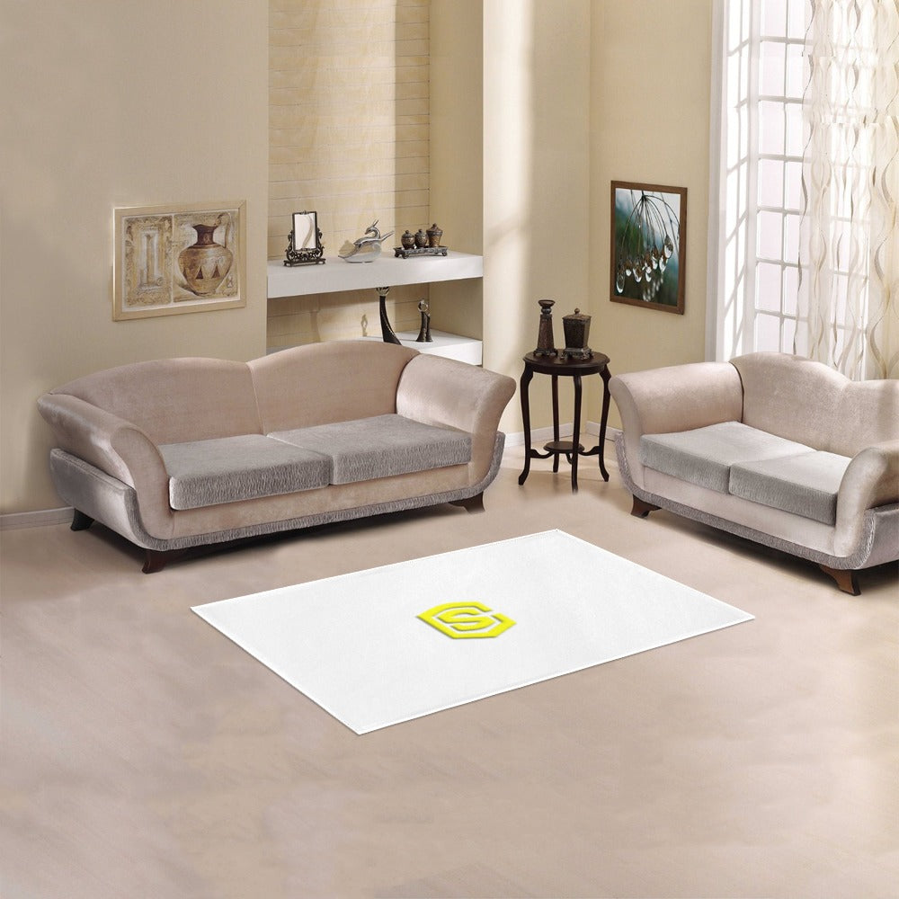 WHITE SMALL AREA RUG WITH YELLOW LOGO Area Rug 2.6' x 1.7'