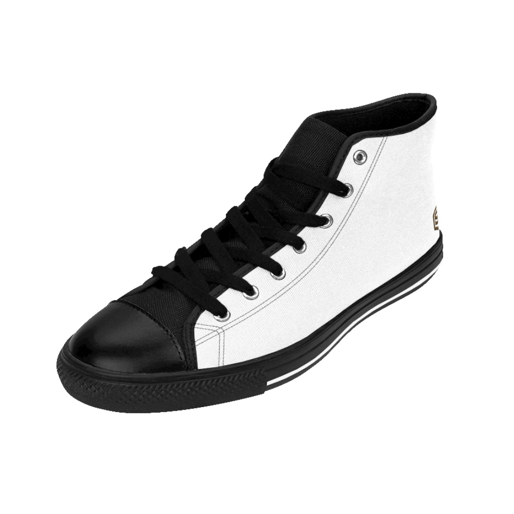 white Women's High-top Sneakers brown logo