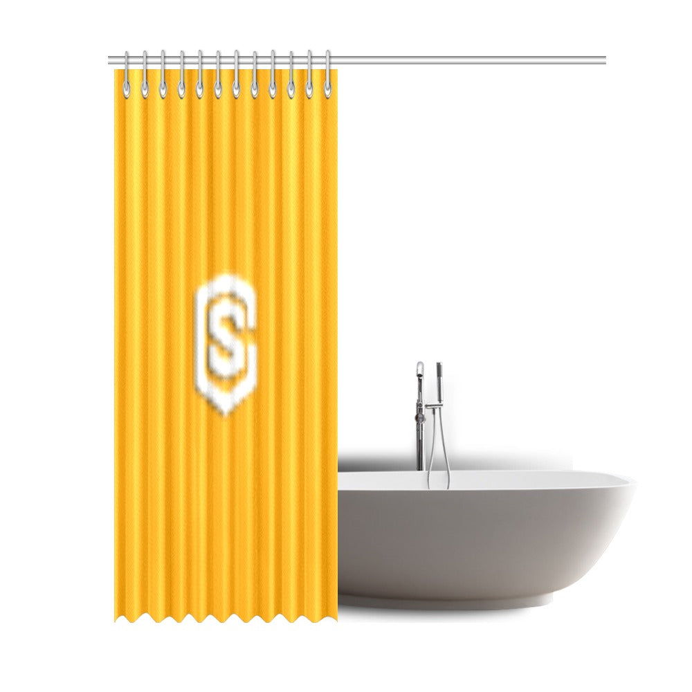 Orange Shower Curtain 69"x84" with White Logo Shower Curtain 69"x84"