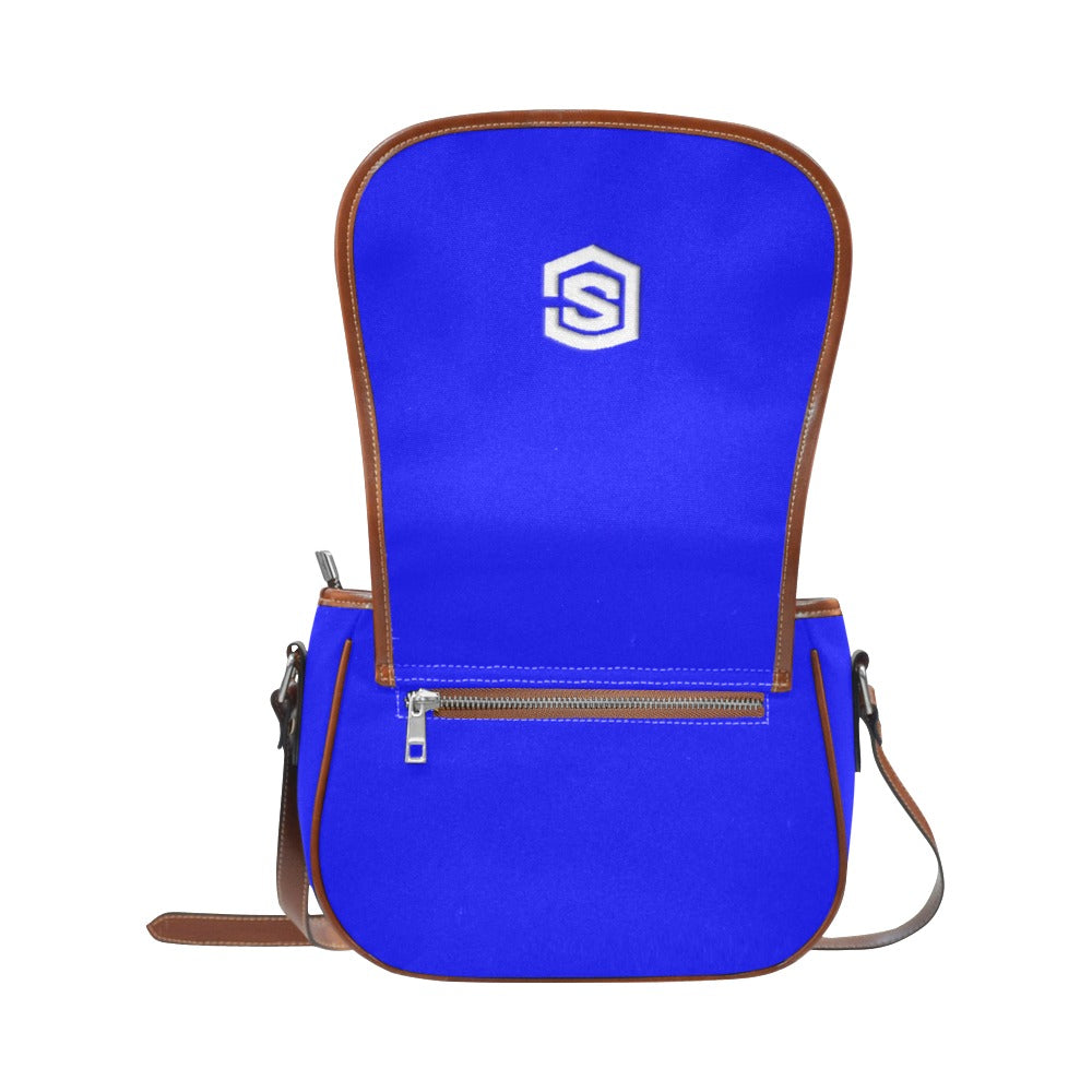 BLUE Saddle Bag WITH WHITE LOGO Saddle Bag (Model 1649) (Small)