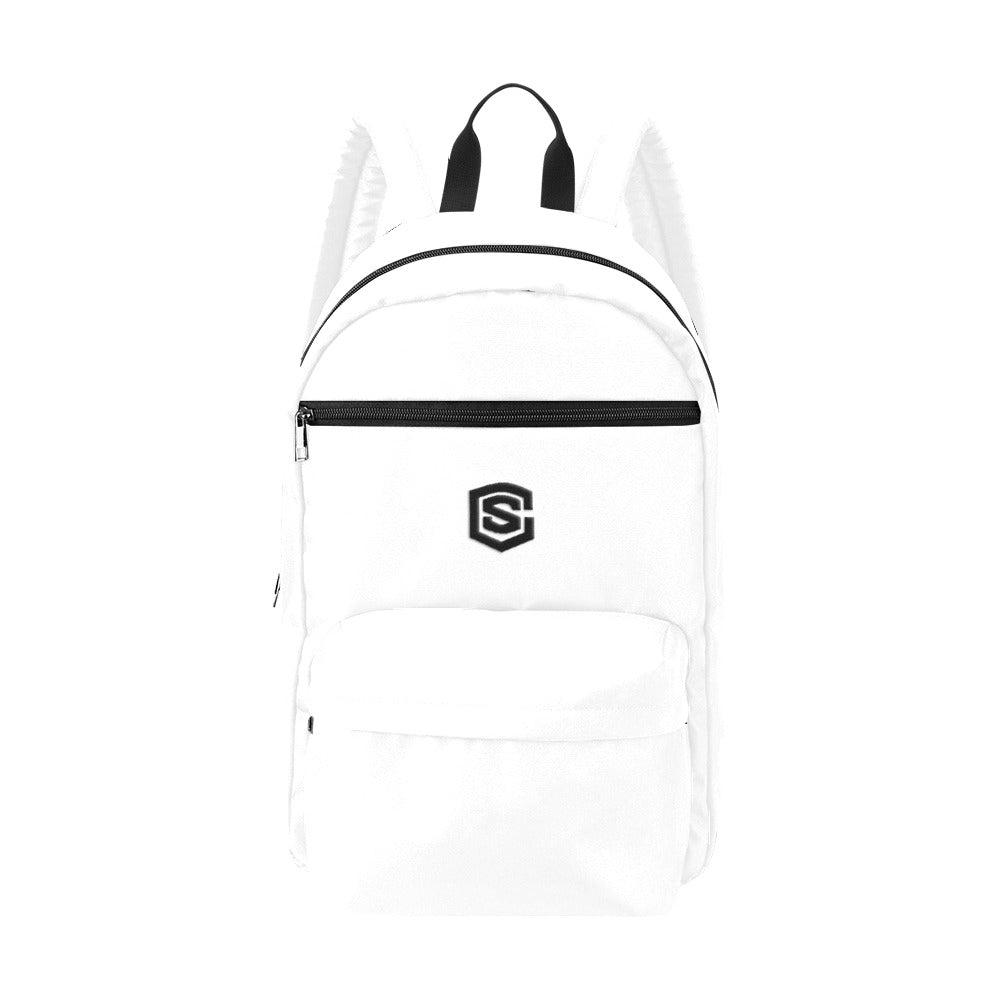 White Travel Backpack With Black Logo Travel Backpack(Large Capacity)(Model 1691)