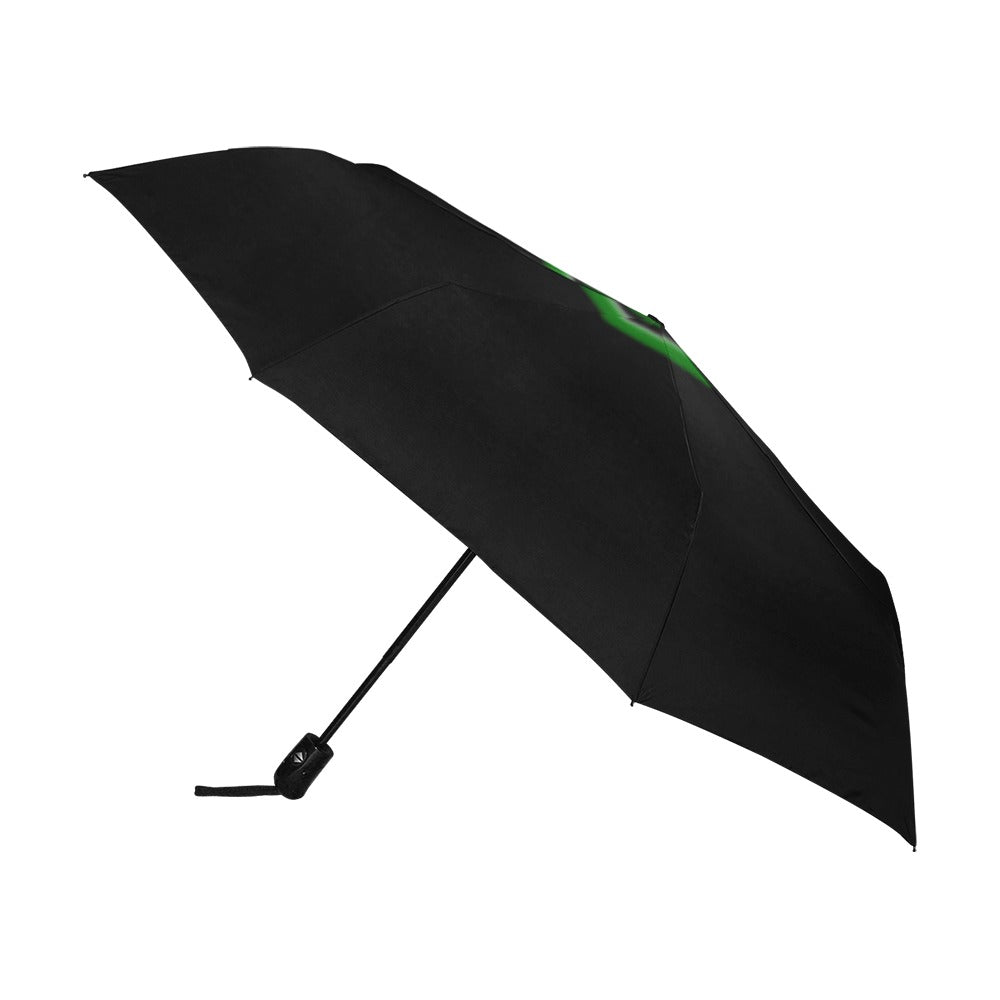 Black Anti-UV Automatic Umbrella With Green Logo Anti-UV Automatic Umbrella(Outside Printing)(Model U09)