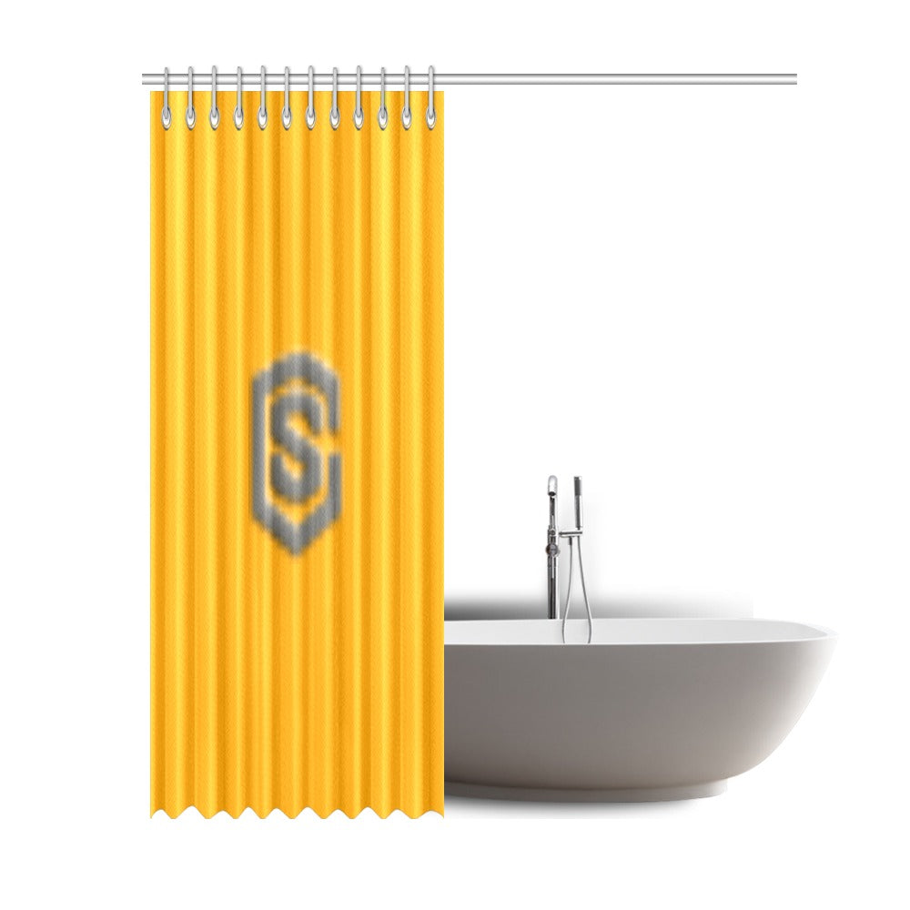 Orange Shower Curtain 69"x84" with Gray Logo Shower Curtain 69"x84"