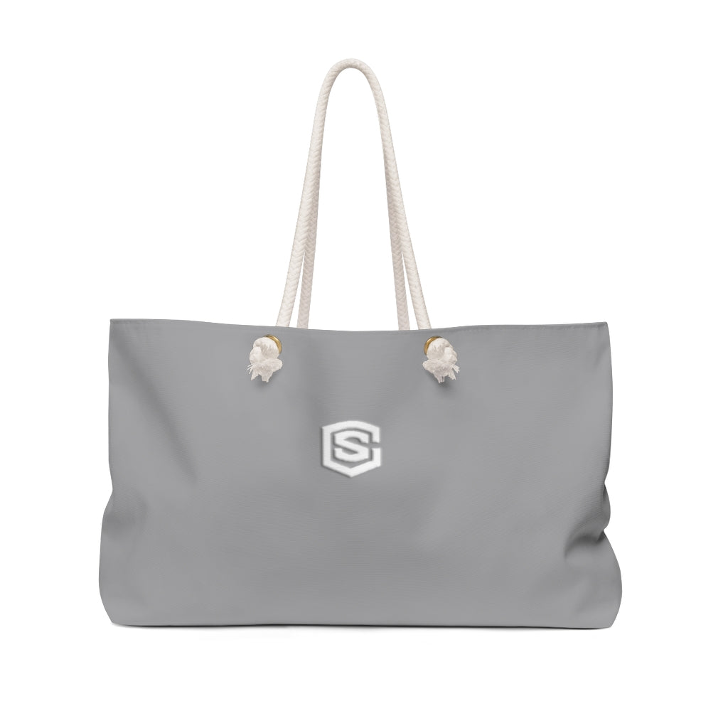 Grey Weekender Bag White Logo
