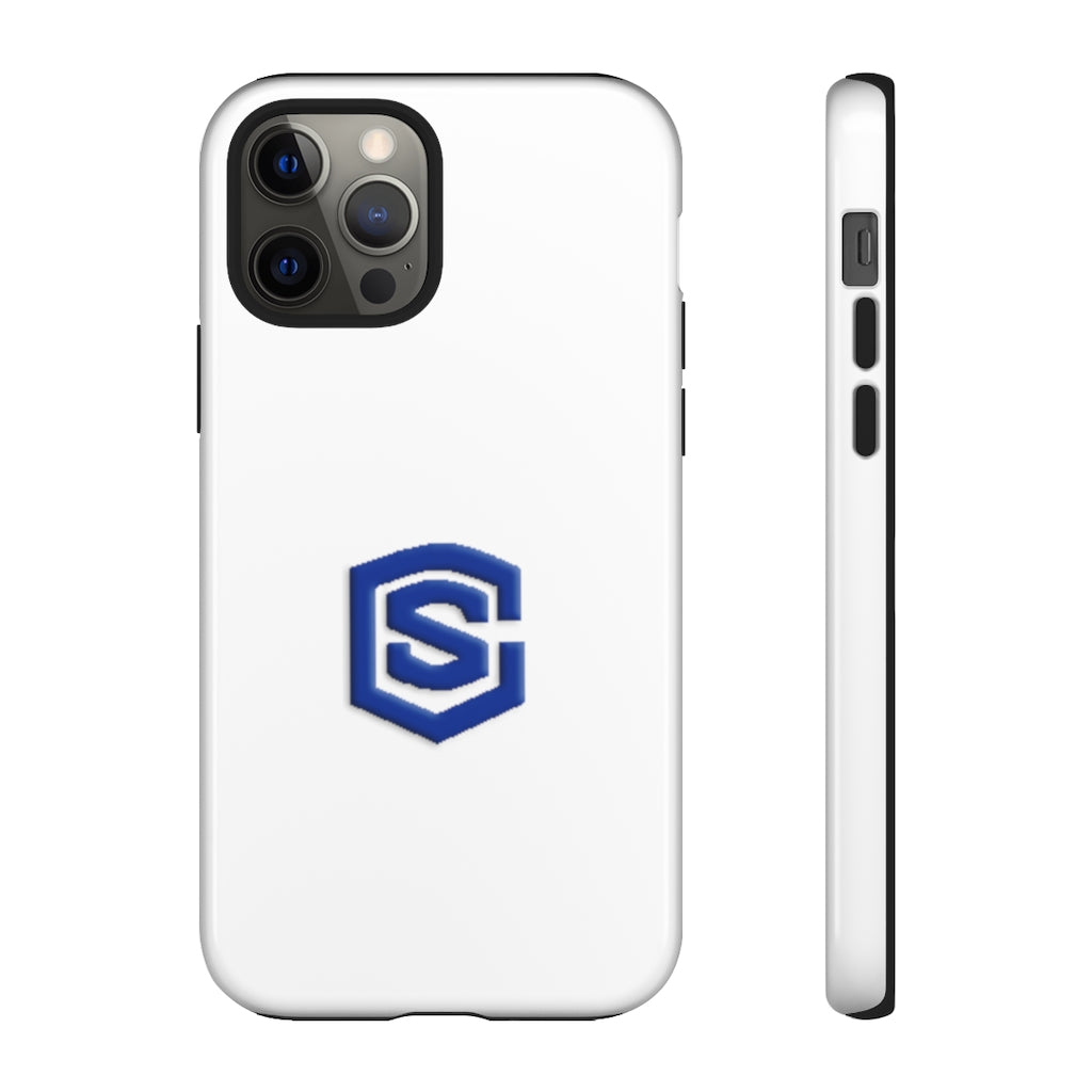 White Tough Cases Blue Logo