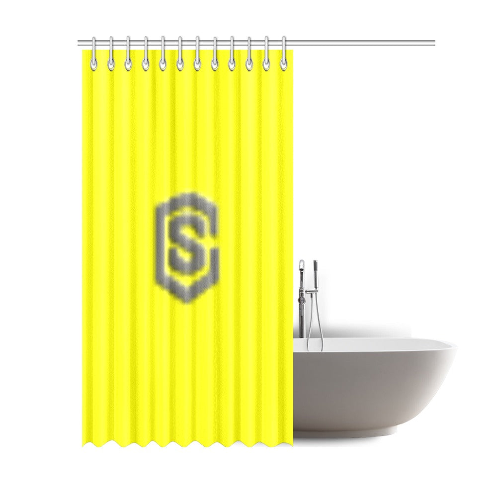 Yellow Shower Curtain 69"x84" with Gray Logo Shower Curtain 69"x84"