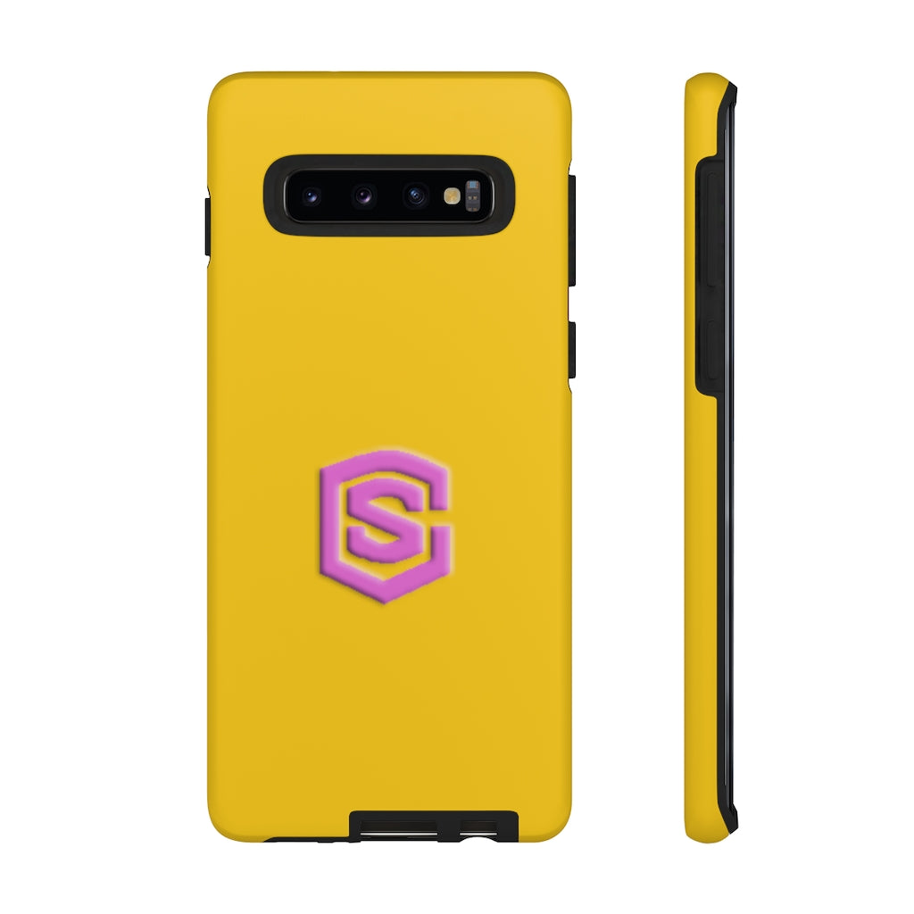 Yellow Tough Cases Pink Logo