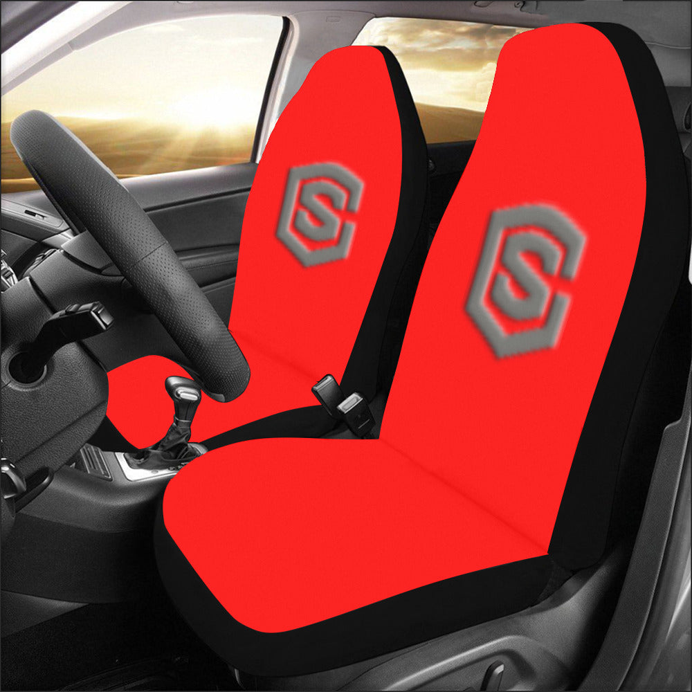 Red Car Seat Covers Grey Logo Car Seat Covers (Set of 2)