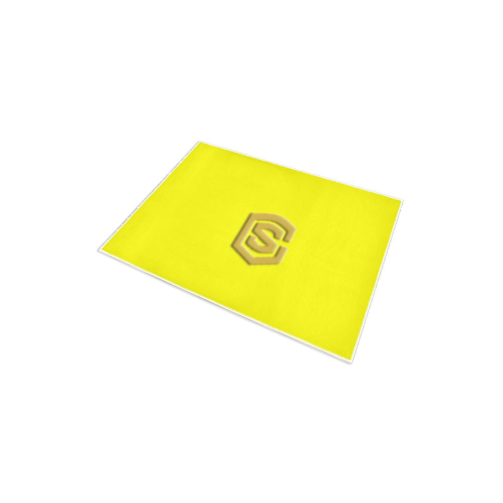 Yellow Area Rug 2.6' x 1.7' with Gold Logo Area Rug 2.6' x 1.7'