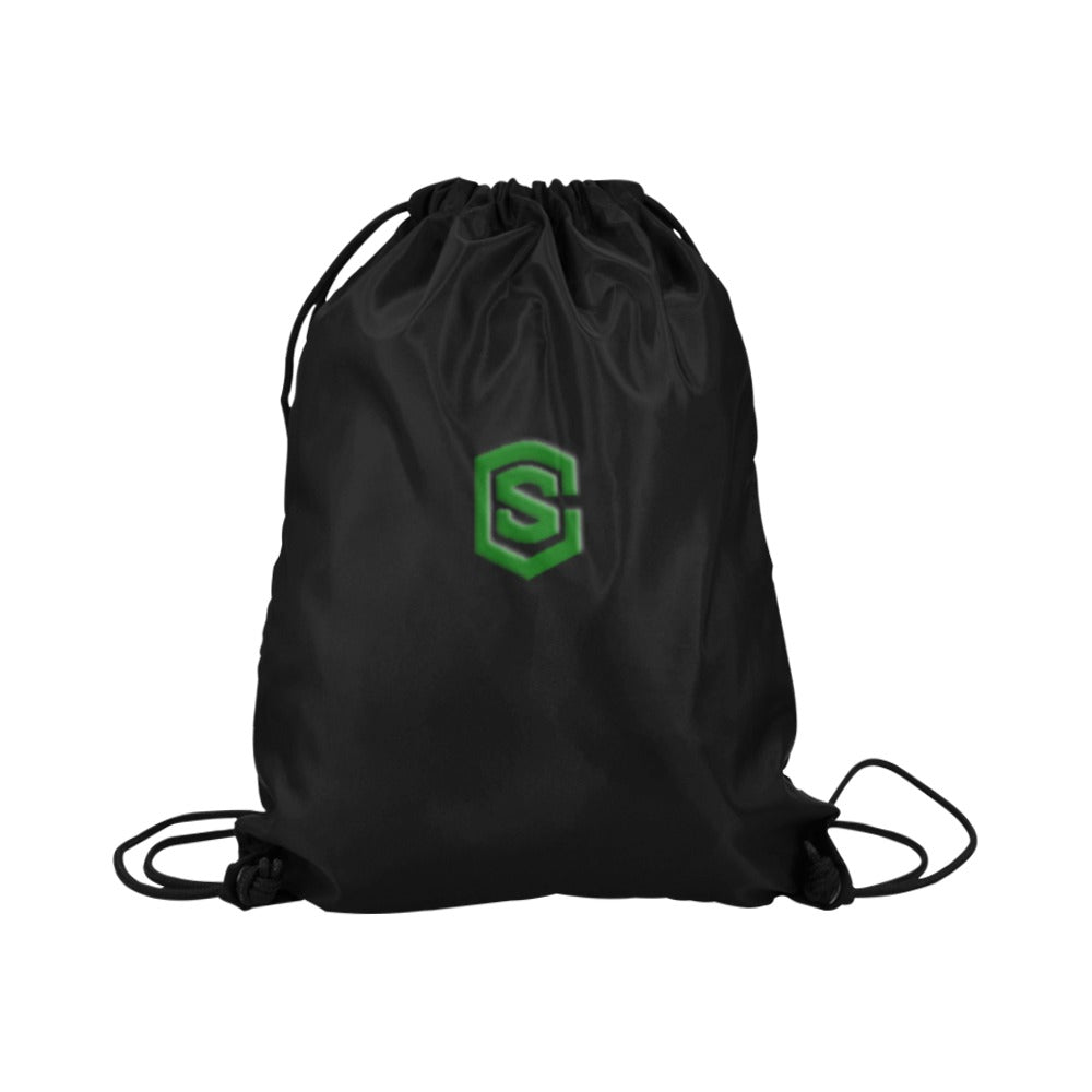 Black Drawstring Bags Large With Green Logo Drawstring Bags (Model 1604) (Large)