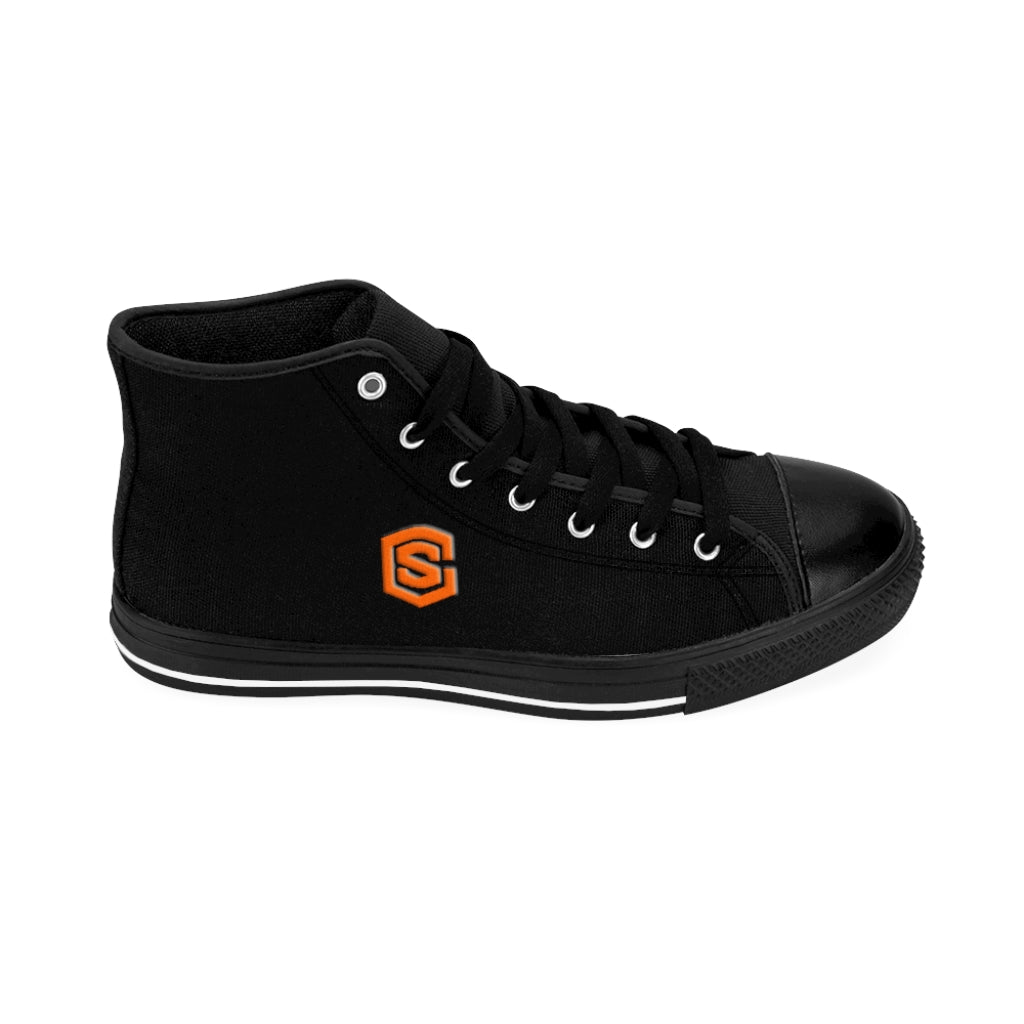 Black Men's High-top Sneakers - orange logo