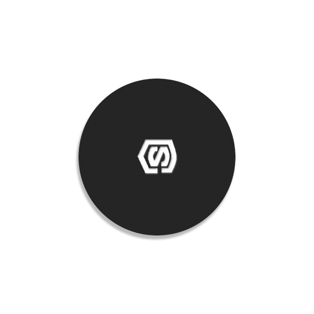 Black Round Coaster with White Logo Round Coaster
