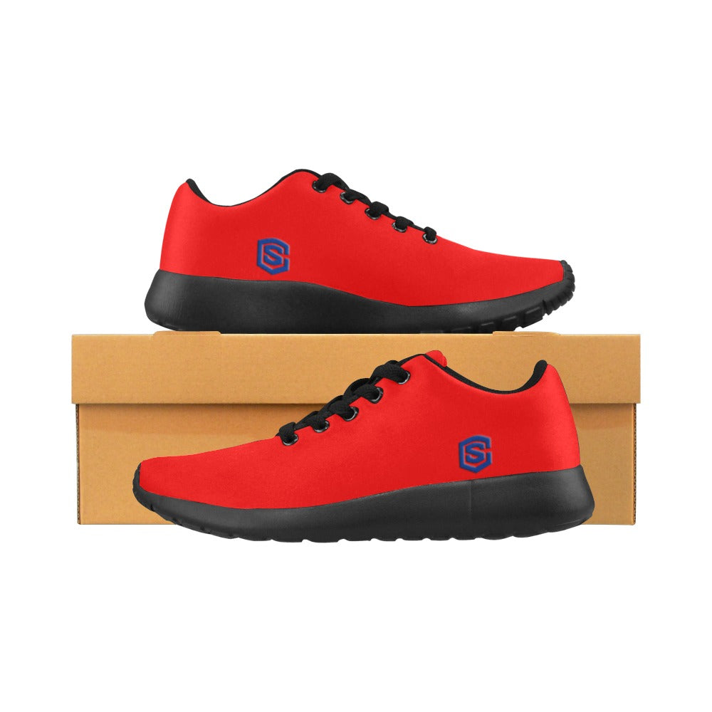 RED KID SNEAKER WITH BLUE LOGO Kid's Sneakers (Little Kid / Big Kid) (Model020)