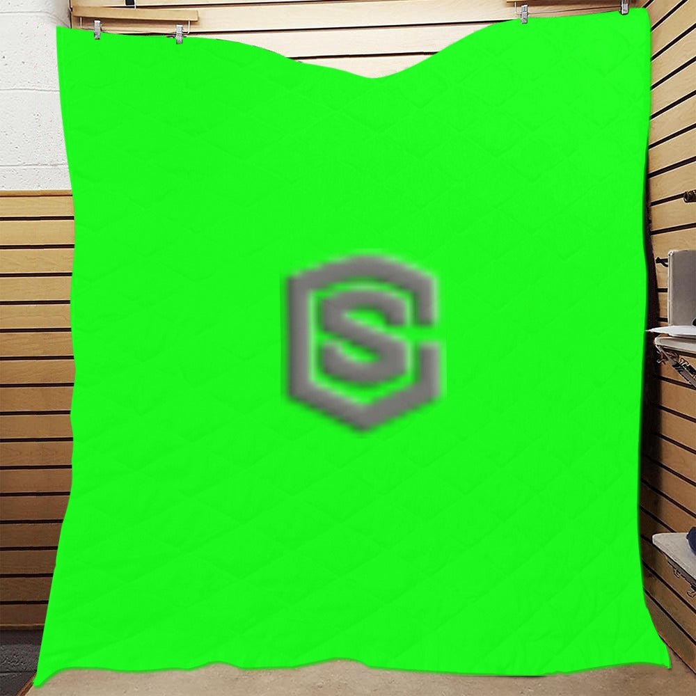 Green Quilt with Gray Logo Custom Quilt 70" x 80"