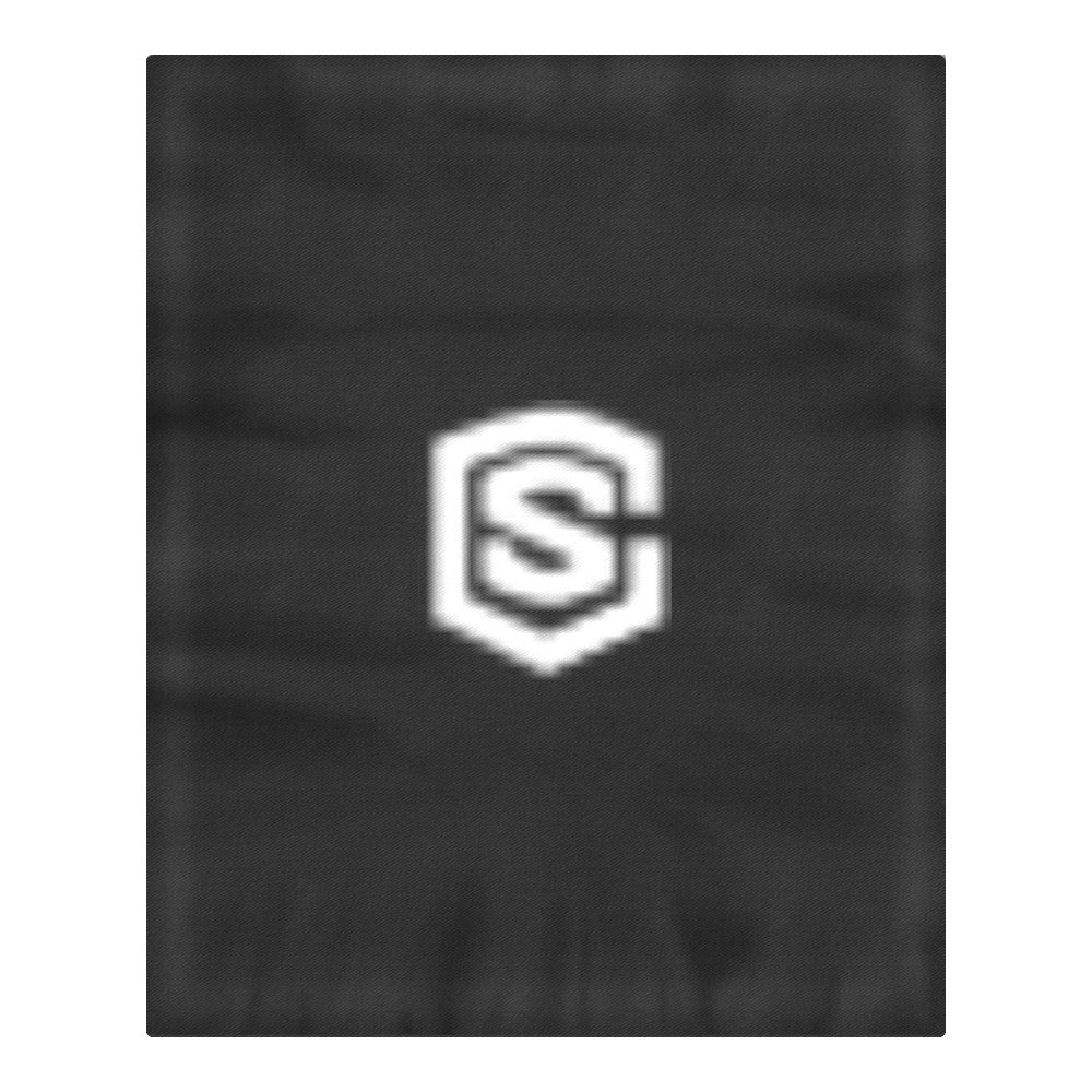 Black Duvet Cover White Logo 3-Piece Bedding Set (1 Duvet Cover 86"x70"; 2 Pillowcases 20"x30")(One Side)