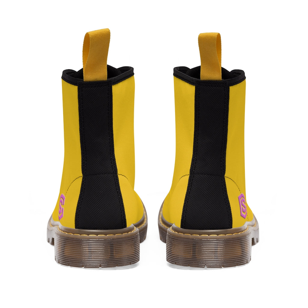 Yellow Men's Canvas Boots Violet Logo