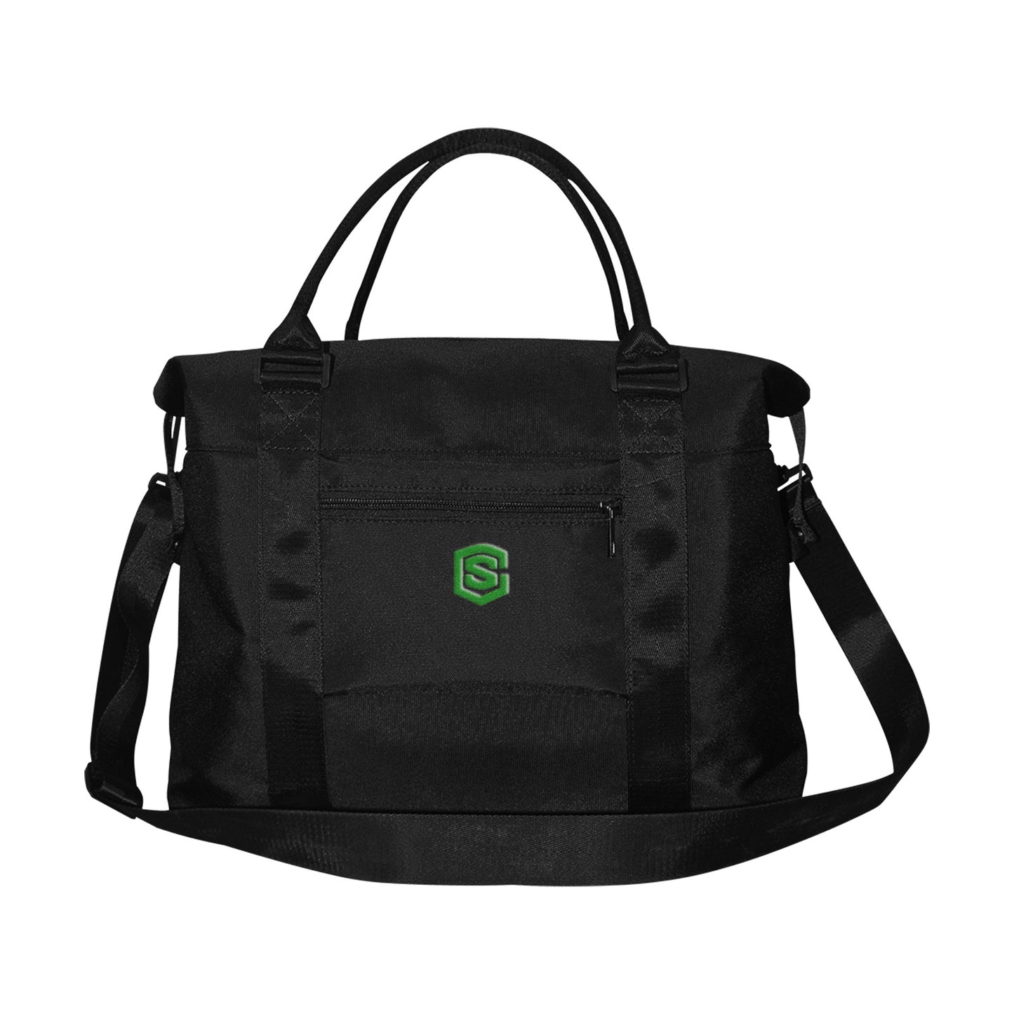 Black Large Capacity Duffle Bag With Green Logo Large Capacity Duffle Bag(Model1715)