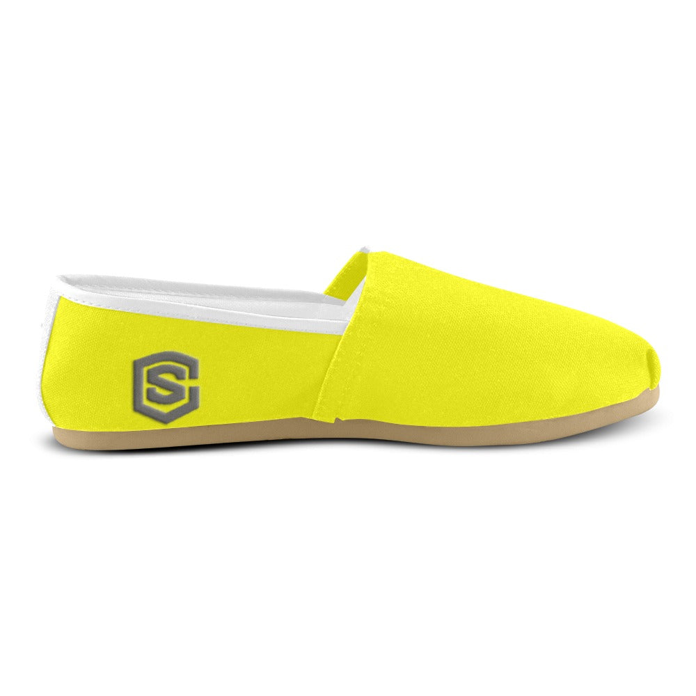 YELLOW casual shoes for women WITH GRAY LOGO Casual Canvas Women's Shoes (Model 004) (Designs are mirrored)