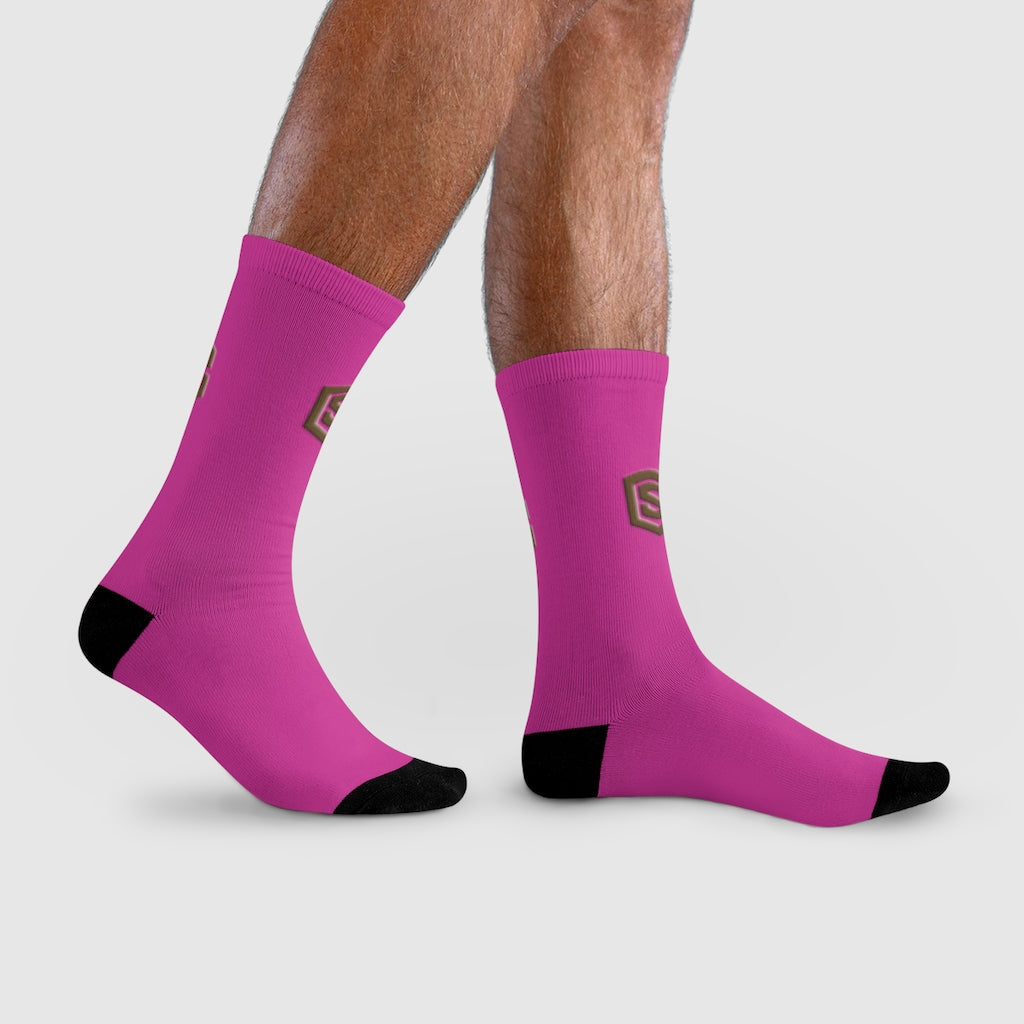 Purple Sublimation Crew Socks (EU) Brown Logo