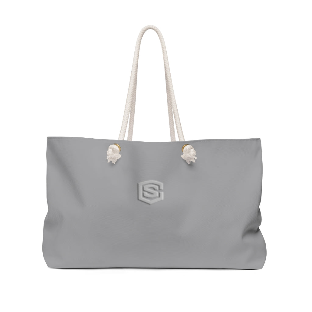 Grey Weekender Bag Silver Logo
