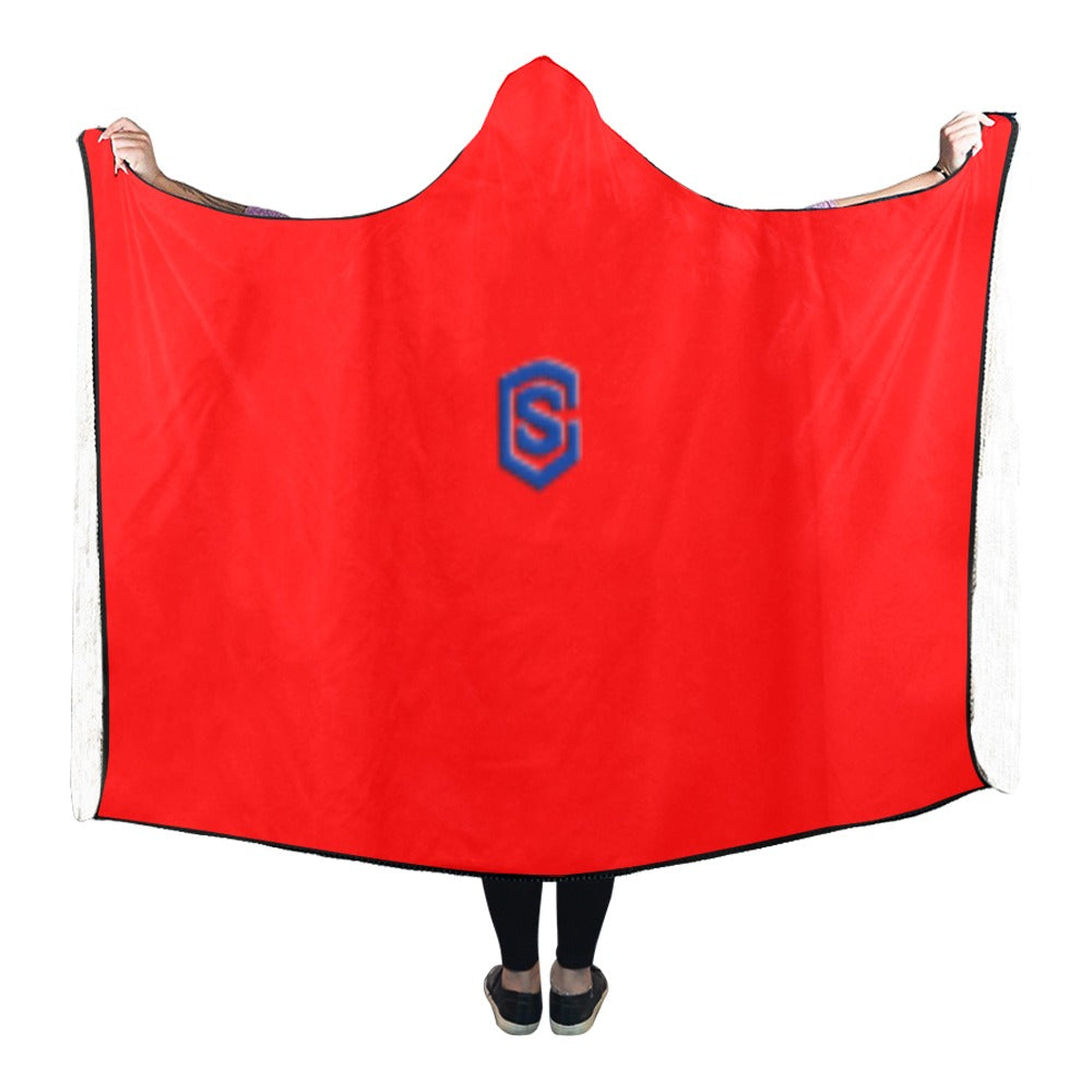 RED Hooded Blanket WHITH BLUE LOGO Hooded Blanket 80"x56"