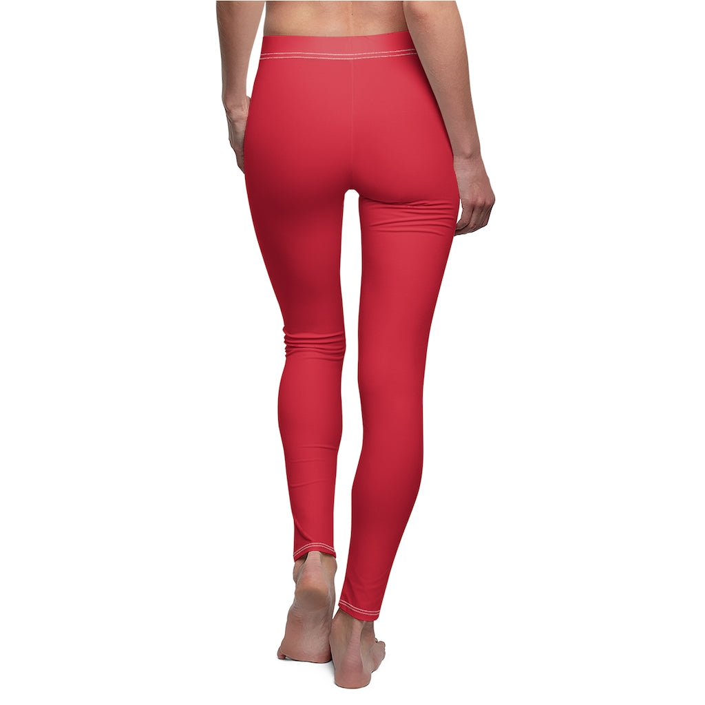Red Women's Cut & Sew Casual Leggings Gold logo