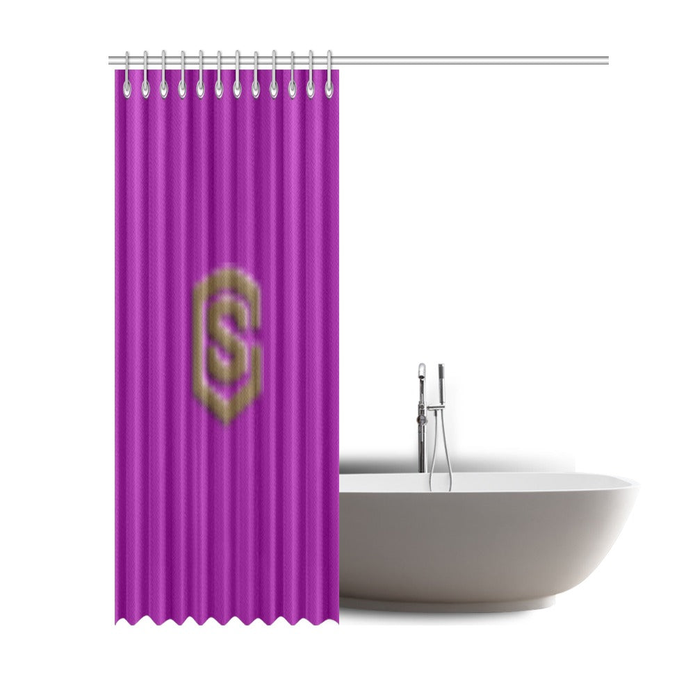 Purple Shower Curtain 69"x84" with Brown Logo Shower Curtain 69"x84"