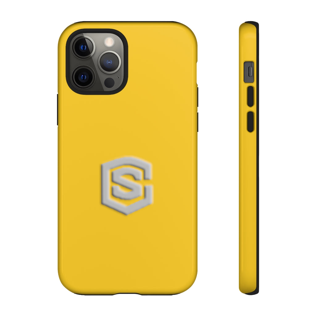 Yellow Tough Cases Silver Logo