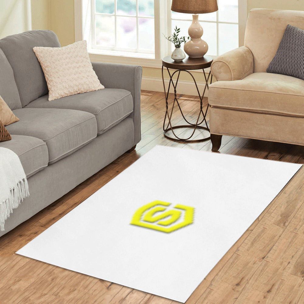 White Area Rug Yellow Logo Area Rug 5' x 3.2'