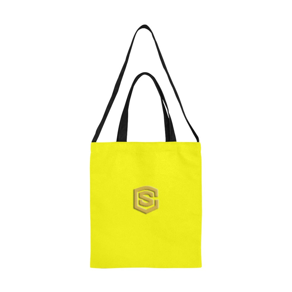Yellow All Over Print Canvas Tote Bag With Gold Logo All Over Print Canvas Tote Bag(Model1698)(Medium)