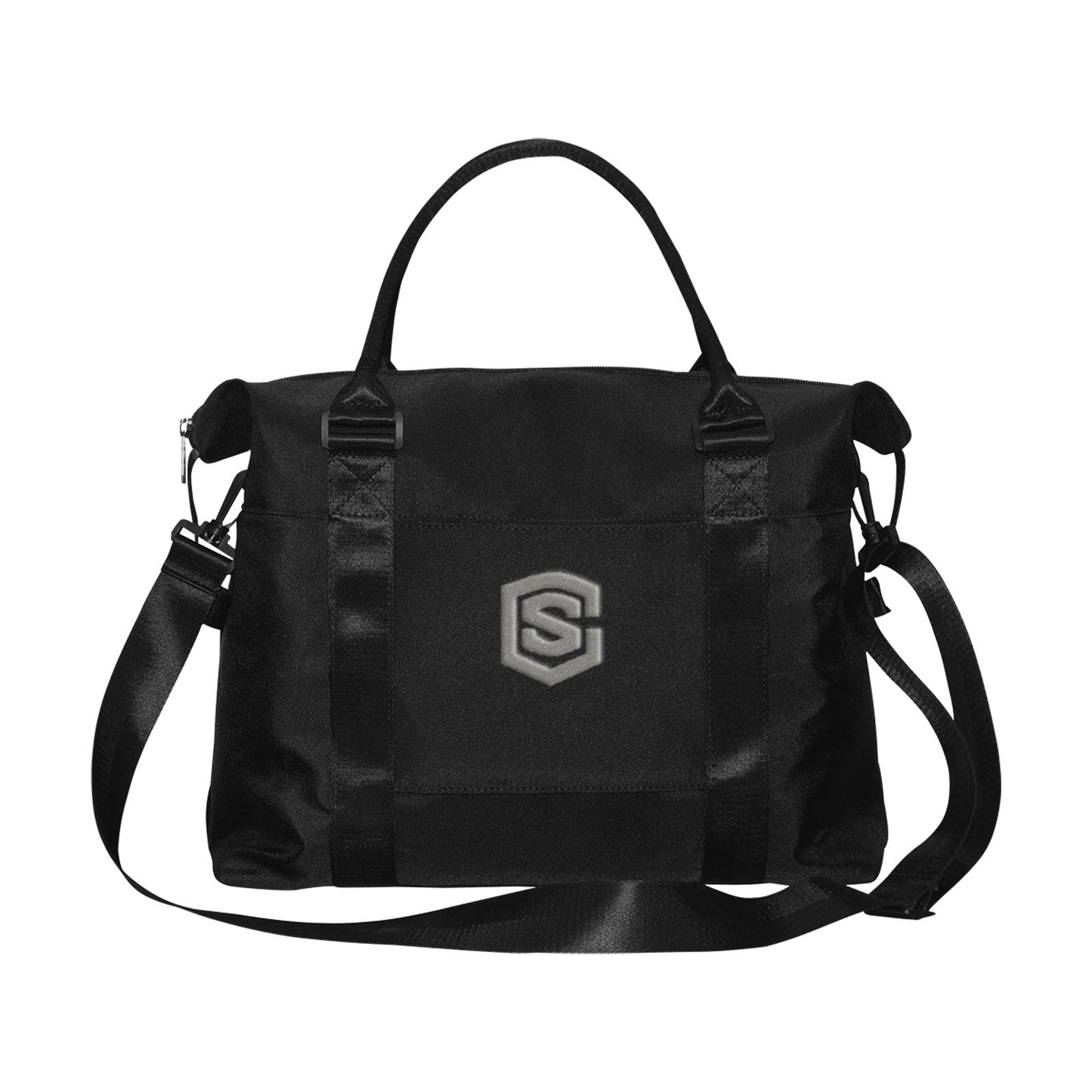 Black Large Capacity Duffle Bag With Grey Logo Large Capacity Duffle Bag(Model1715)