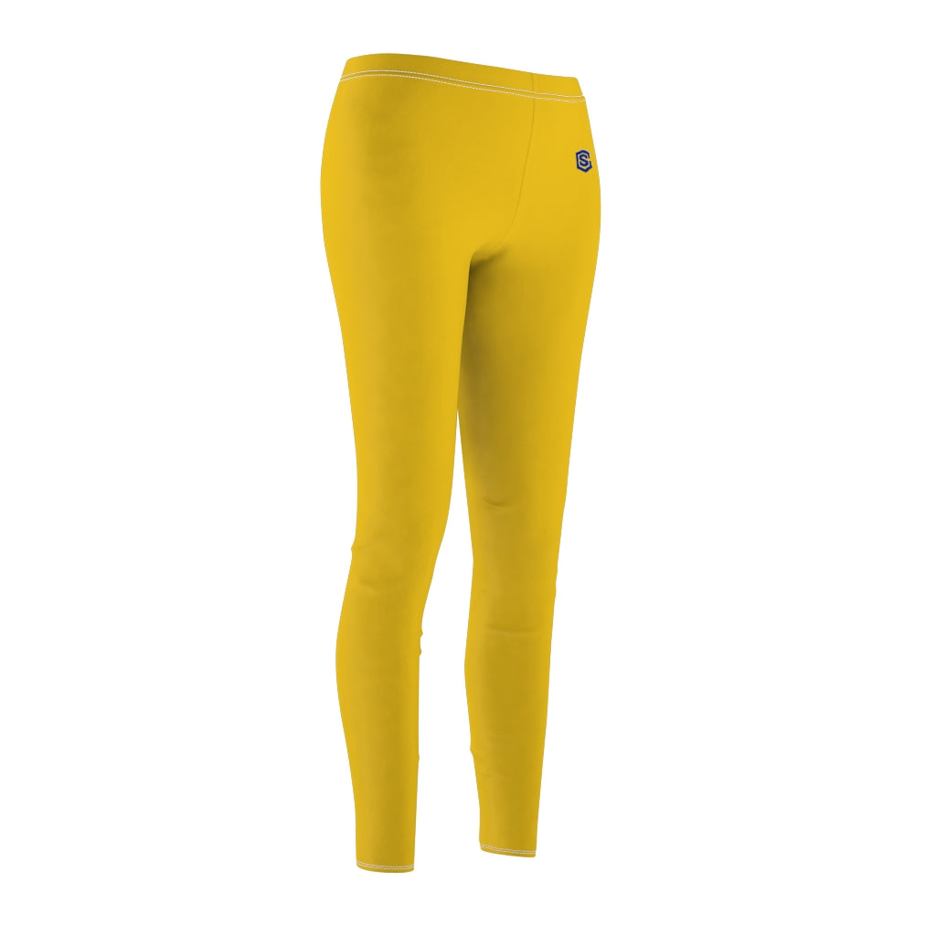 Yellow Women's Cut & Sew Casual Leggings Blue logo