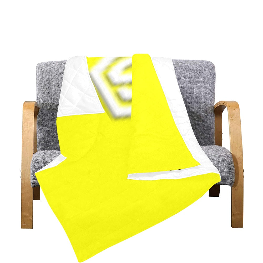 Yellow  Quilt with White Logo Custom Quilt  70" x 80"