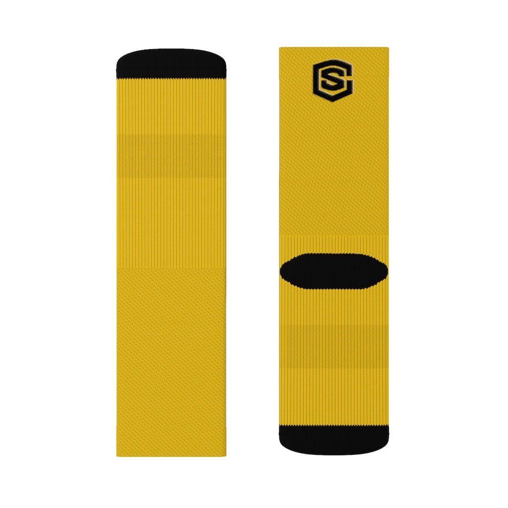 Yellow Sublimation Socks Black Logo