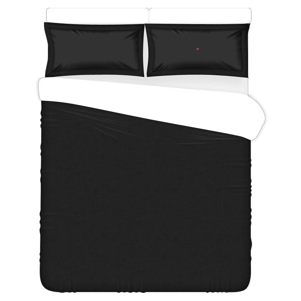 Black Duvet Cover Red Logo 3-Piece Bedding Set (1 Duvet Cover 86"x70"; 2 Pillowcases 20"x30")(One Side)