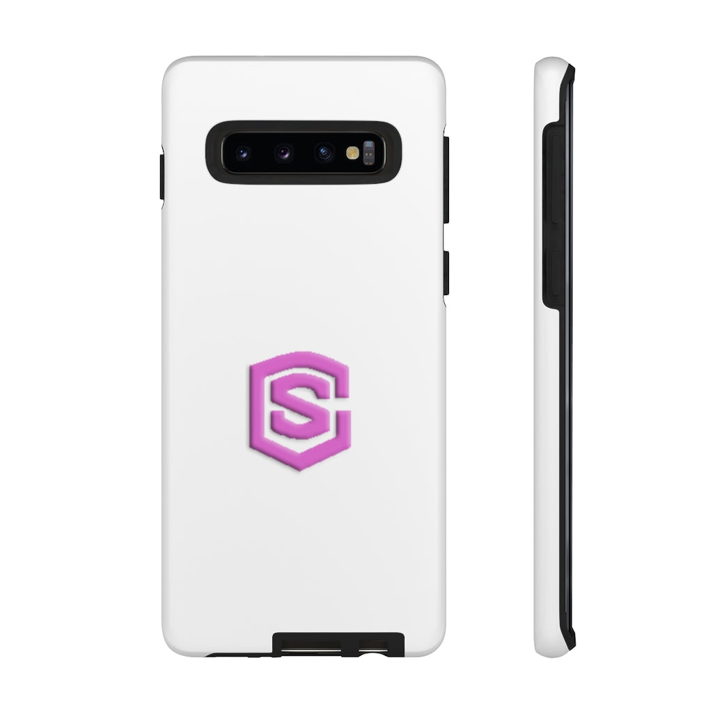 White Tough Cases Pink Logo